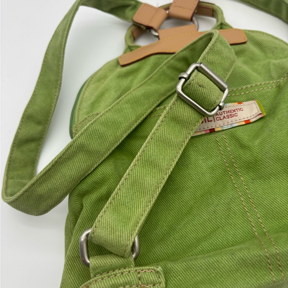 Vintage Fossil Green Canvas Mini Backpack - Casual Everyday Bag - Picture 10 of 13